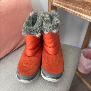 Orange Fur-Lined Winter Boots